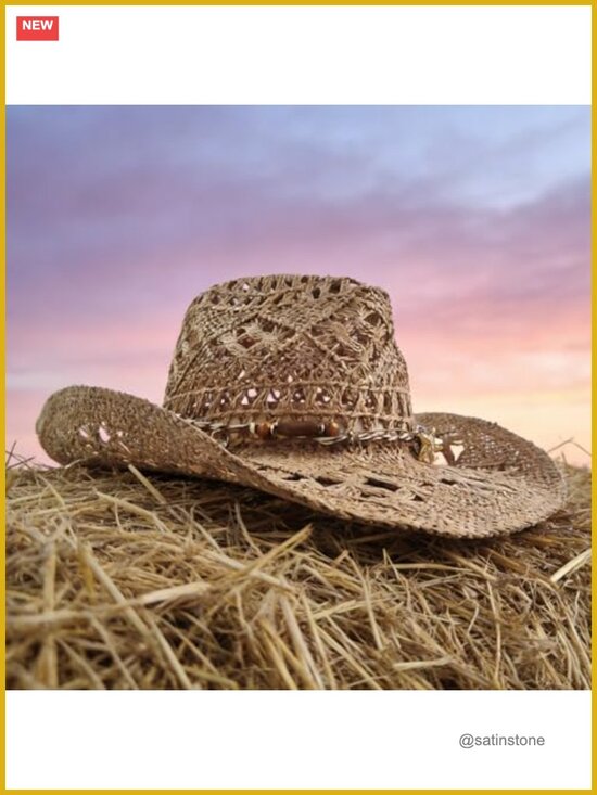 Straw Cowboy Hat Woven Cowgirl Western Sun Hat main image 6